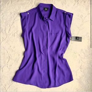 Grape 🍇 Escape Button Down Collar Sleevless Blouse, NWT